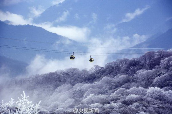 梵凈山現霧凇美景 遠望銀裝素裹潔白一片美似仙境