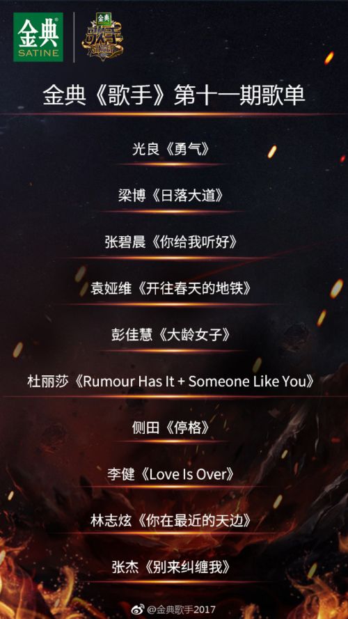 170401我是歌手第五季第11期完整歌單出場順序原唱試聽